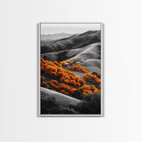 Autumn Hills, Vibrant Trees, Countryside View, Framed Canvas Print, Fall Landscape Art, Farmhouse Decor, Cozy Living Room Accent