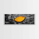 Floating Autumn Leaf, Orange Leaf on Water, Framed Canvas Print, Fall Bathroom Wall Art, Nature Closeup Photography, Minimalist Decor