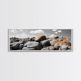 Granite Boulder Field, Orange Lichen Rocks, Desert Rockscape, Canvas Print, Natural Earth Decor, Living Room Wall Art