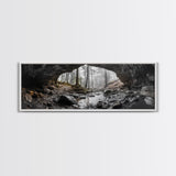 Forest Cave, Woodland Stream, Natural Light, Hidden Path, Framed Canvas Print, Cabin Wall Art, Rustic Decor, Adventure Photography
