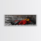 Cowboy Resting, Rustic Cabin Scene, Western Americana, Framed Canvas Print, Fall Wall Art, Bedroom or Study Western Style Decor