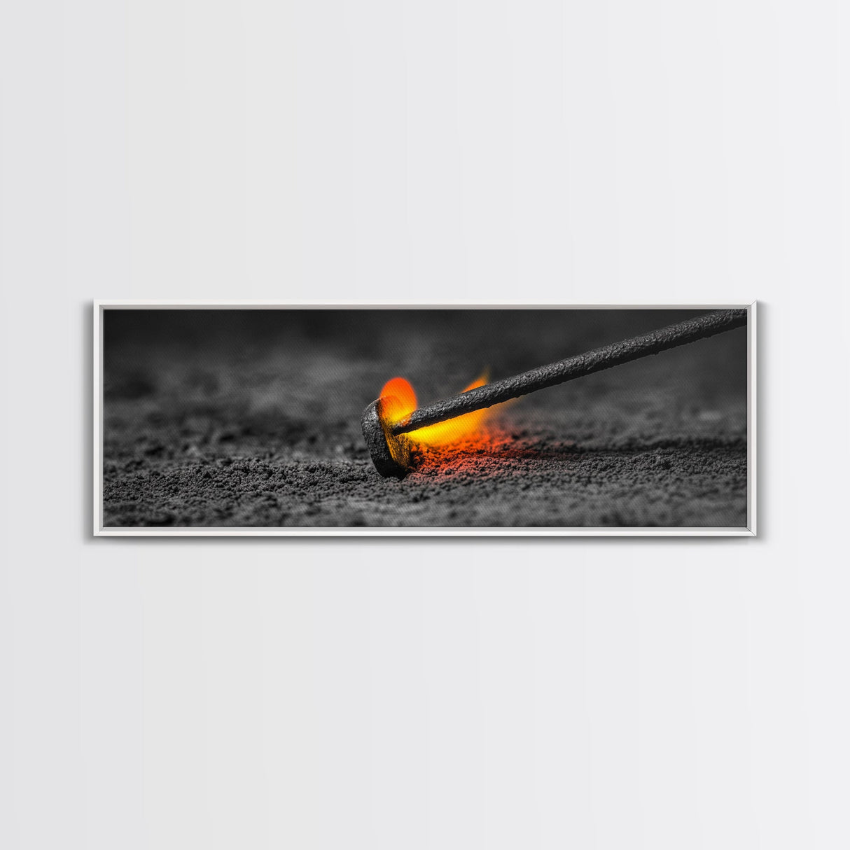Branding Iron Fire, Industrial Glow Art, Rustic Ranch Scene, Cowboy Western Print, Canvas Print, Man Cave Wall Art, Farmhouse Decor