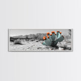 Cactus Garden, Desert Life, Orange Bloom, Nature Vibes, Framed Canvas Print, Rustic Wall Art, Boho Decor, Office Botanical Accent