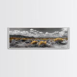 Desert Cactus, Southwestern Vibes, Golden Landscape, Boho Earth Tones, Framed Canvas Print, Entryway Wall Art, Desert Home Decor