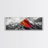 Neon Mountain Peak, Abstract Vibrant Alps, Bold Wilderness Colors, Framed Canvas Print, Modern Wall Art, Adventure Home Decor