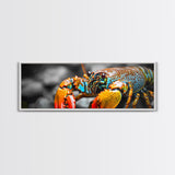 Closeup Lobster Claws, Colorful Sea Creature Art, Bold Detail Nature Print, Framed Canvas Print, Kitchen Wall Art, Tropical Coastal Decor