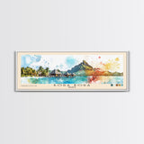 Bora Bora, France Watercolor Beach Print, Vacation Gift, France Wall Art, Framed Canvas Print, Framed Beach Painting