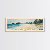 Cast Away Island Beach, Fiji Watercolor Print, Vacation Gift, Fiji Wall Art, Beach Painting, Beach Decor, Large Wall Art, Wood Frame Art