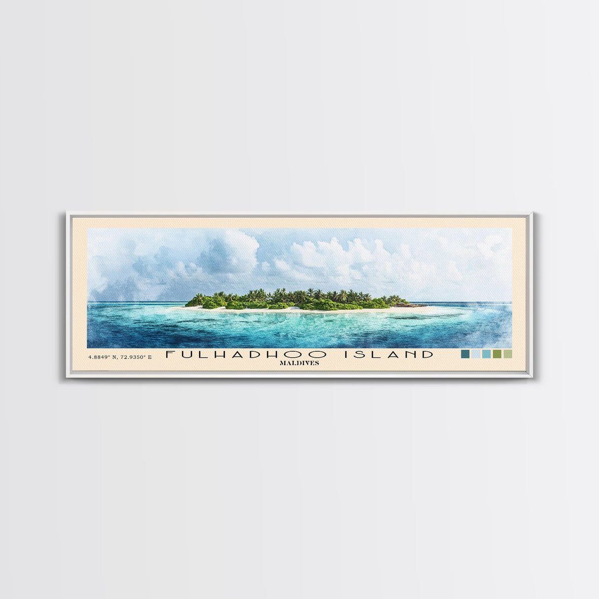 Fulhadhoo Island, Maldives Watercolor Beach Print, Vacation Gift, Maldives Wall Art, Beach Painting, Beach Decor, Beach Painting