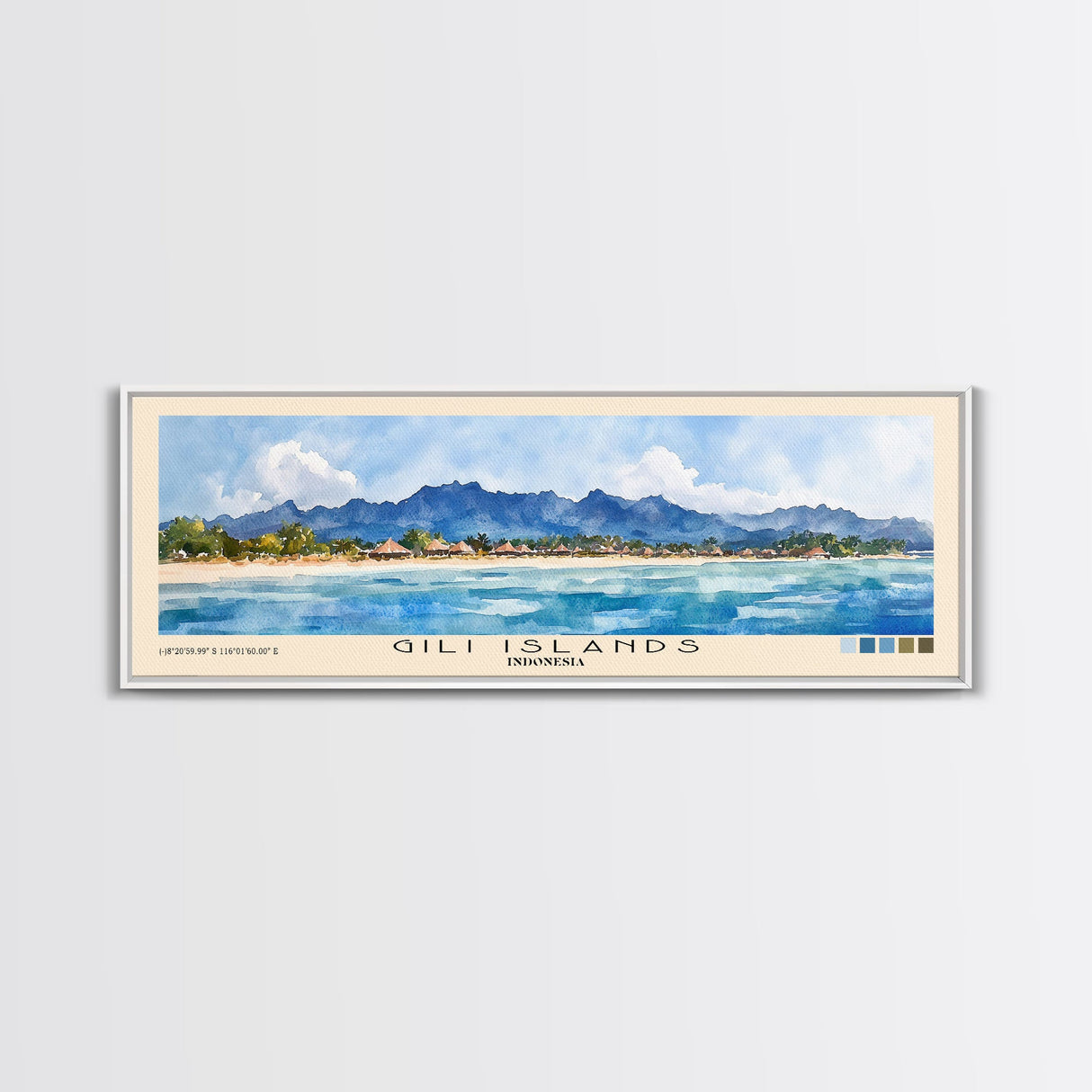 Gili Islands, Indonesia Watercolor Beach Print, Vacation Gift, Indonesia Wall Art, Beach Painting, Beach Decor, Beach Painting