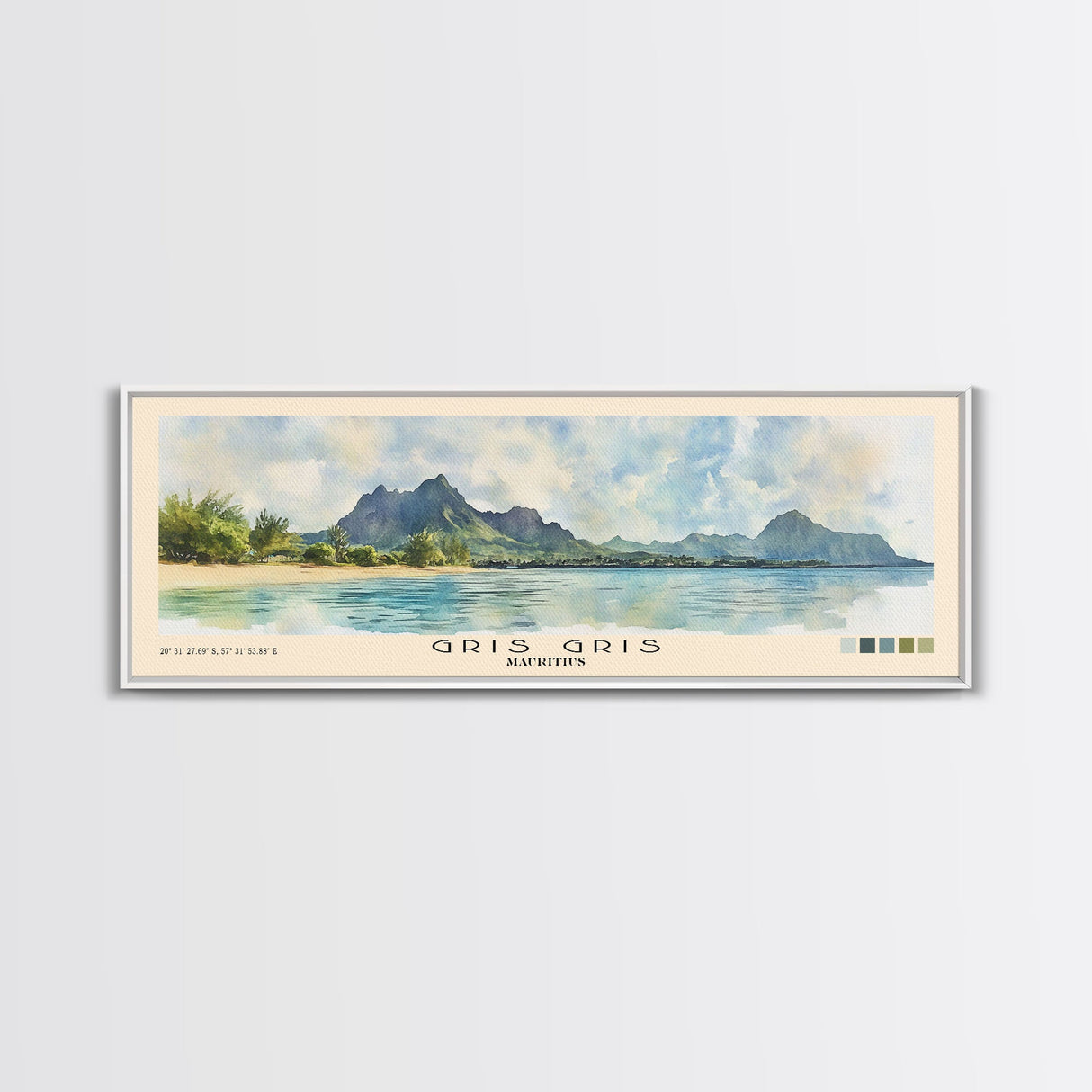 Gris Gris, Mauritius Watercolor Beach Print, Vacation Gift, Mauritius Wall Art, Beach Painting, Beach Decor, Beach Painting