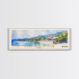 Hvar Beach Club, Croatia Watercolor Print, Vacation Gift, Croatia Wall Art, Beach Painting, Beach Decor, Large Wall Art, Wood Frame Art