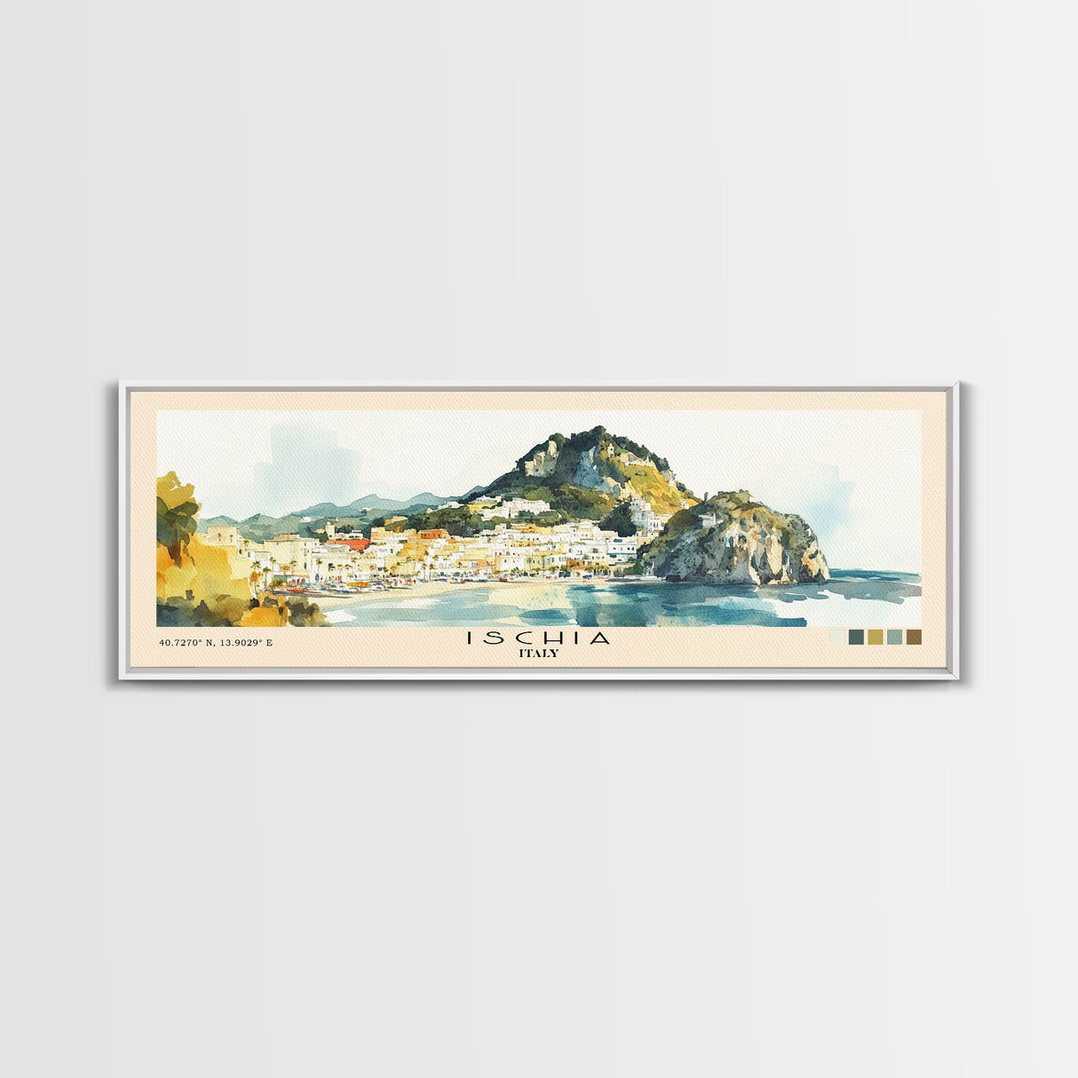 Ischia, Italy Watercolor Beach Print, Vacation Gift, Italy Wall Art, Beach Painting, Beach Decor, Beach Painting