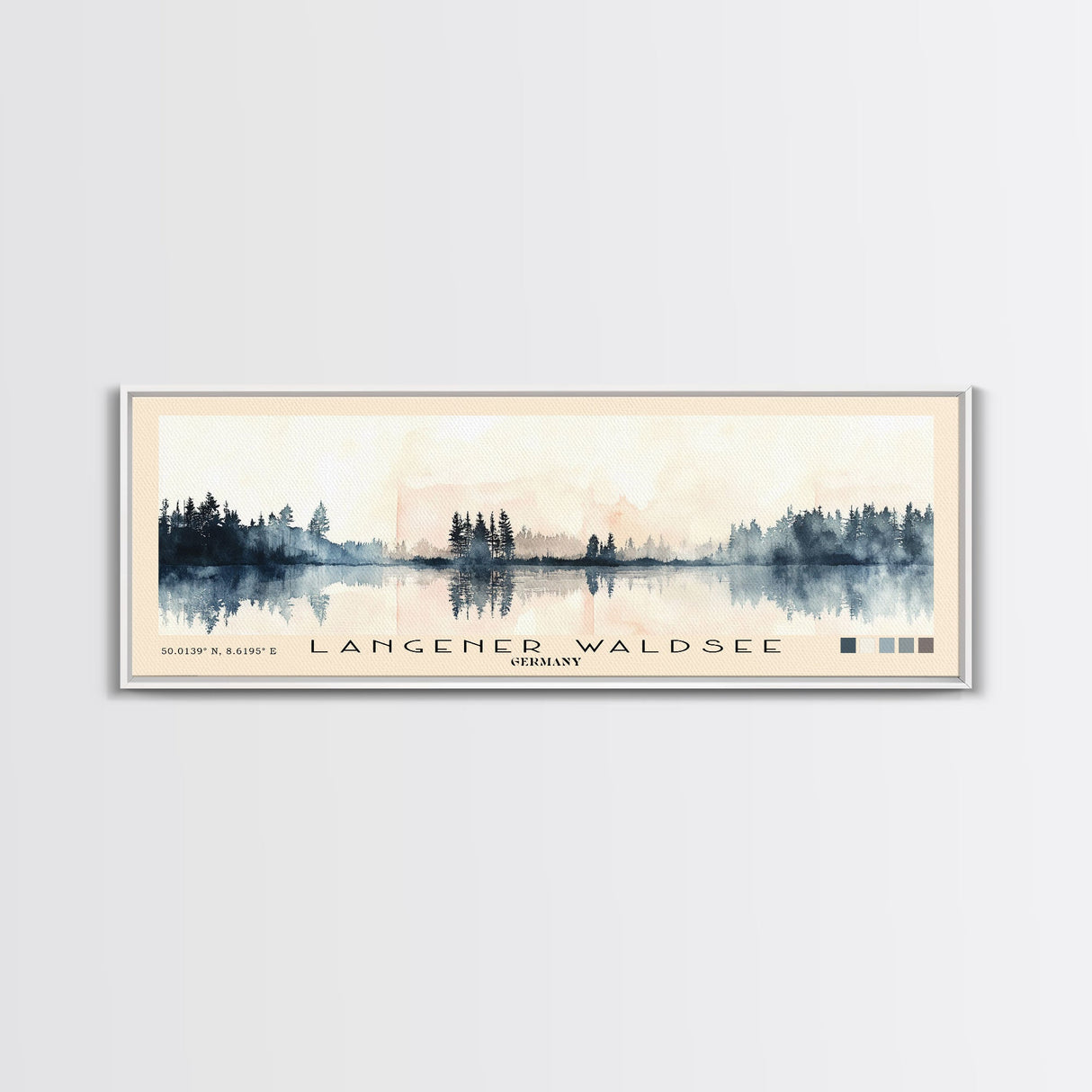 Langener Waldsee, Germany Watercolor Beach Print, Vacation Gift, Germany Wall Art, Framed Canvas Print, Framed Beach Painting