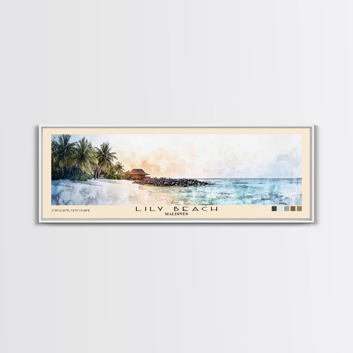 Lily Beach, Maldives Watercolor Beach Print, Vacation Gift, Maldives Wall Art, Beach Painting, Beach Decor, Beach Painting