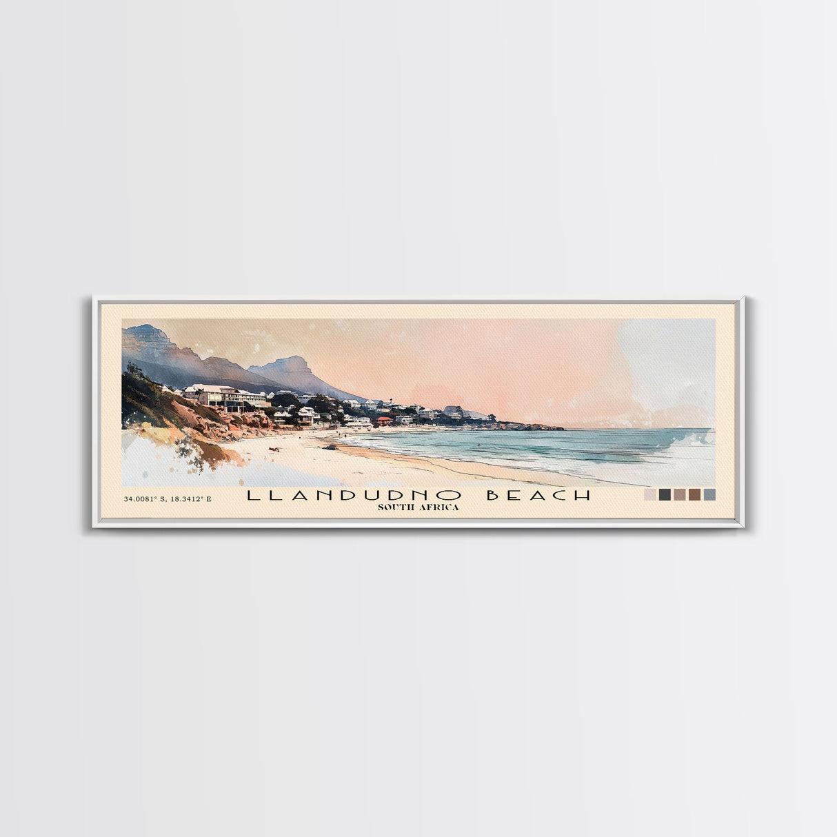 Llandudno Beach, South Africa Watercolor Print, Vacation Gift, South Africa Wall Art, Beach Painting, Beach Decor, Large Wall Art, Wood Frame Art