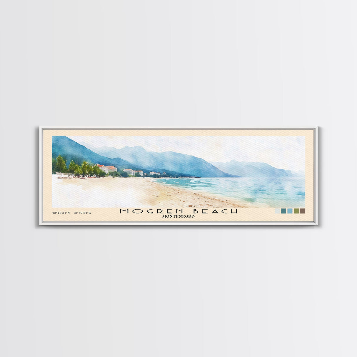 Mogren Beach, Montenegro Watercolor Beach Print, Vacation Gift, Montenegro Wall Art, Beach Painting, Beach Decor, Beach Painting