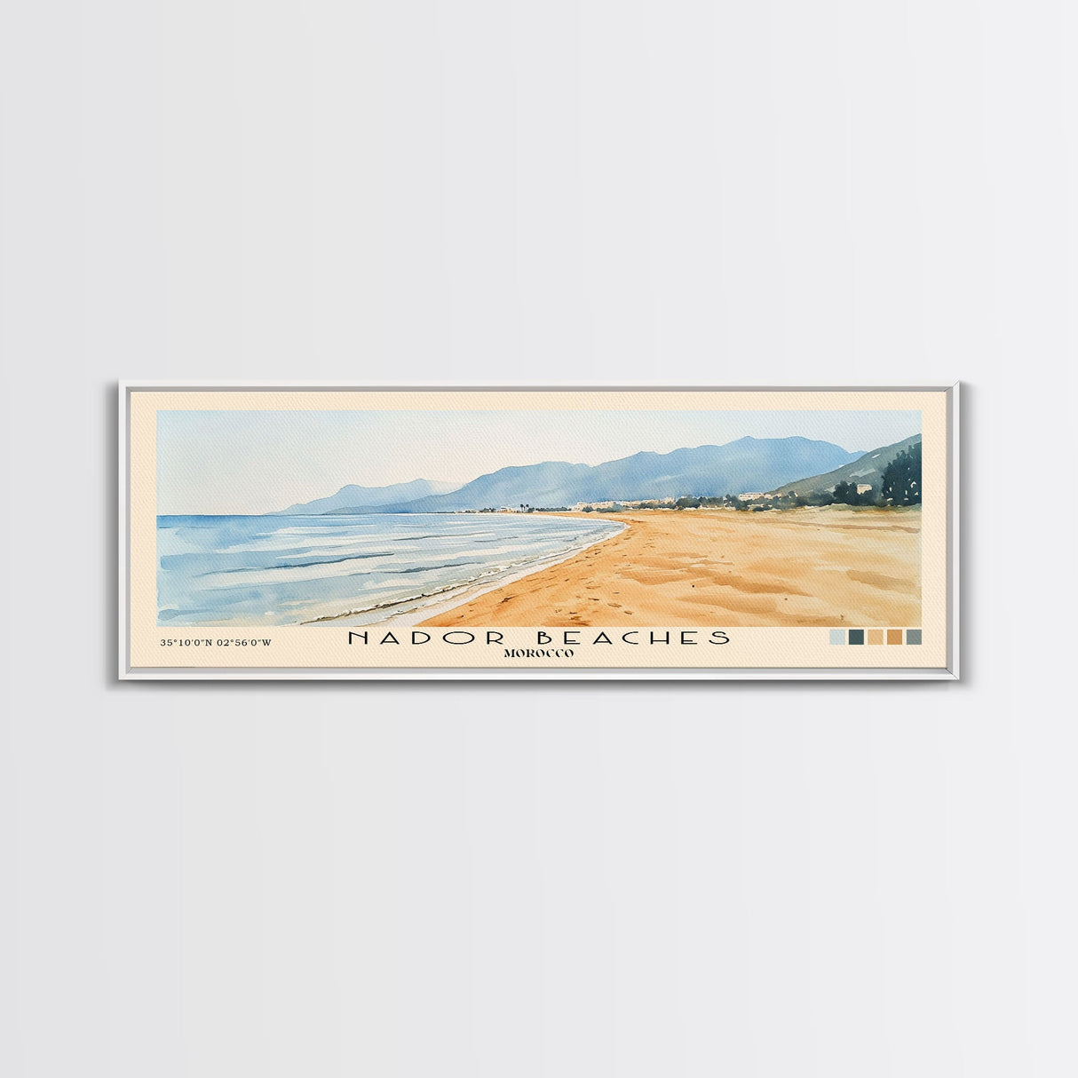Nador Beaches, Morocco Watercolor Print, Vacation Gift, Morocco Wall Art, Beach Painting, Beach Decor, Beach Or Lakehouse Art