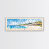 Natadola Beach, Fiji Watercolor Beach Print, Vacation Gift, Fiji Wall Art, Framed Canvas Print, Framed Beach Painting