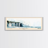 Étretat, France Watercolor Print, Vacation Gift, France Wall Art, Beach Painting, Beach Decor, Large Wall Art, Wood Frame Art