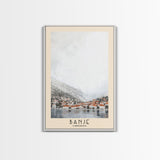 Banje, Croatia Watercolor Print, Vacation Gift, Croatia Wall Art, Beach Painting, Beach Decor, Large Wall Art, Wood Frame Art