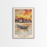 Gili Meno, Indonesia Watercolor Print, Vacation Gift, Indonesia Wall Art, Beach Painting, Beach Decor, Large Wall Art, Wood Frame Art