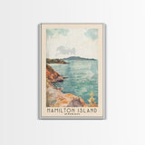 Hamilton Island, Australia Watercolor Print, Vacation Gift, Australia Wall Art, Beach Painting, Beach Decor, Large Wall Art, Wood Frame Art