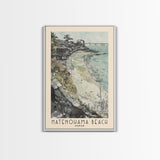 Hatenohama Beach, Japan Watercolor Print, Vacation Gift, Japan Wall Art, Beach Painting, Beach Decor, Large Wall Art, Wood Frame Art