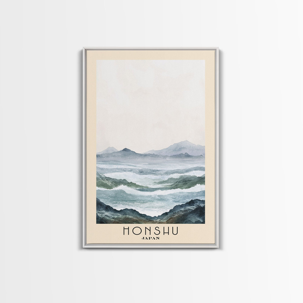 Honshu, Japan Watercolor Print, Vacation Gift, Japan Wall Art, Beach Painting, Beach Decor, Large Wall Art, Wood Frame Art
