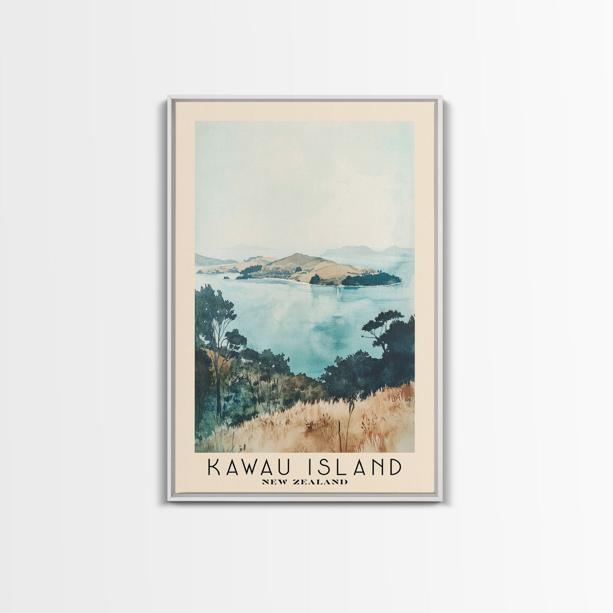 Kawau Island, New Zealand Watercolor Beach Print, Vacation Gift, New Zealand Wall Art, Beach Painting, Beach Decor, Beach Painting