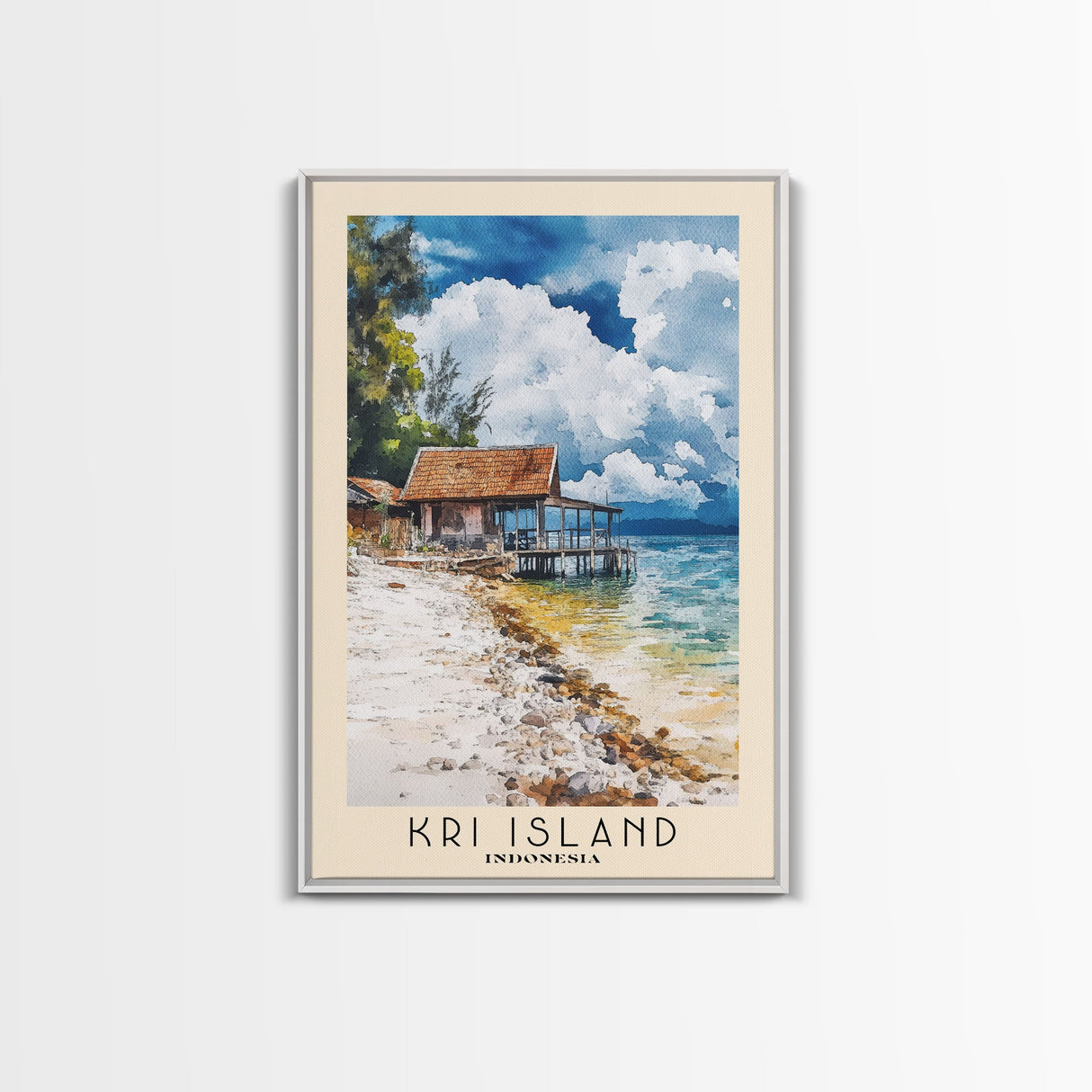 Kri Island, Indonesia Watercolor Beach Print, Vacation Gift, Indonesia Wall Art, Beach Painting, Beach Decor, Beach Painting
