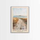 Rangitoto Island, New Zealand Watercolor Beach Print, Vacation Gift, New Zealand Wall Art, Beach Painting, Beach Decor, Beach Painting