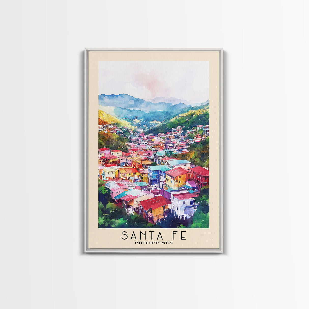 Santa Fe, Philippines Watercolor Beach Print, Vacation Gift, Philippines Wall Art, Beach Painting, Beach Decor, Beach Painting