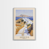 Serifos, Greece Watercolor Print, Vacation Gift, Greece Wall Art, Beach Painting, Beach Decor, Large Wall Art, Wood Frame Art