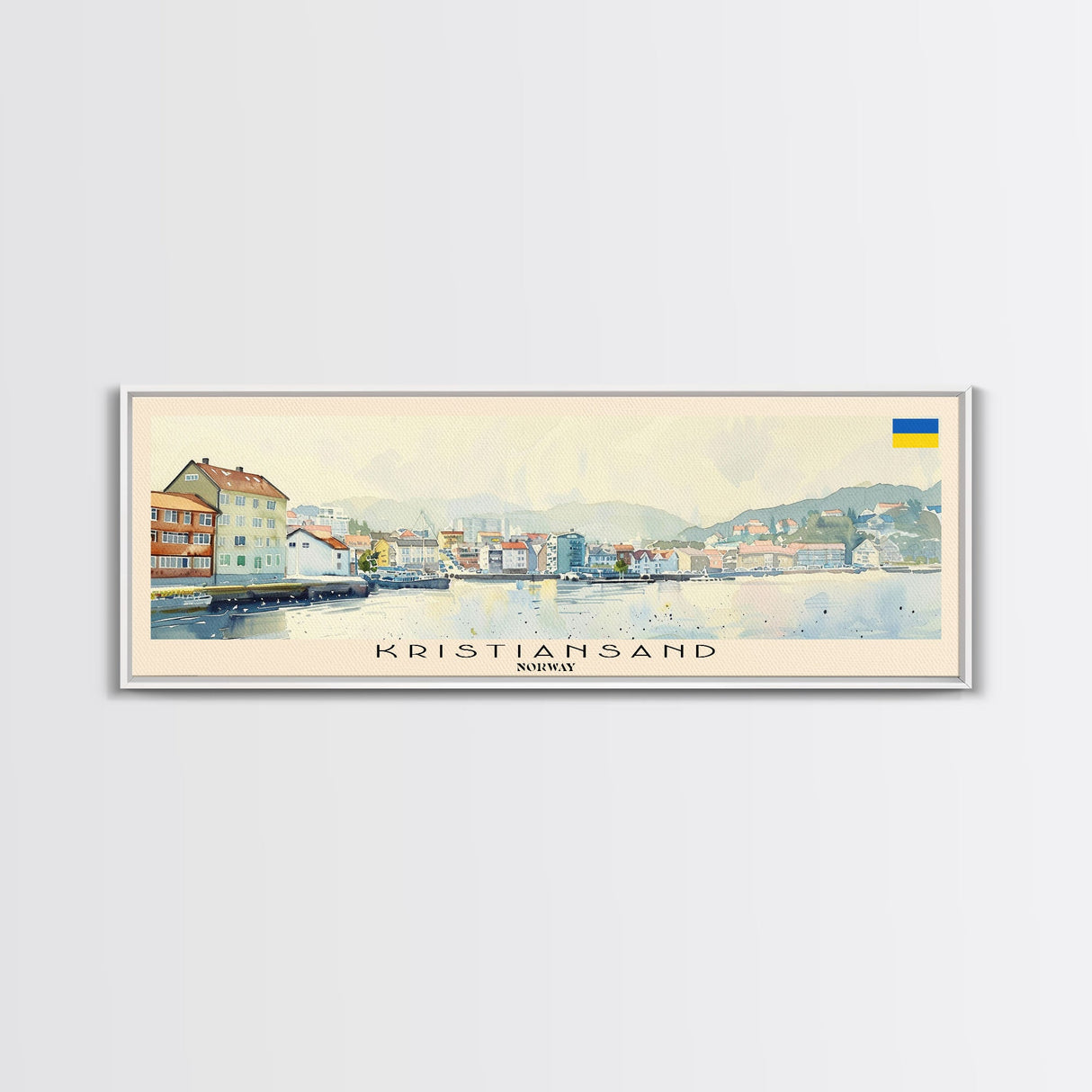 Kristiansand Norway Wall Art, Panoramic Travel Poster, Panoramic Framed Canvas Print, City Wall Art, Wall Hanging Home Decor, Travel Art