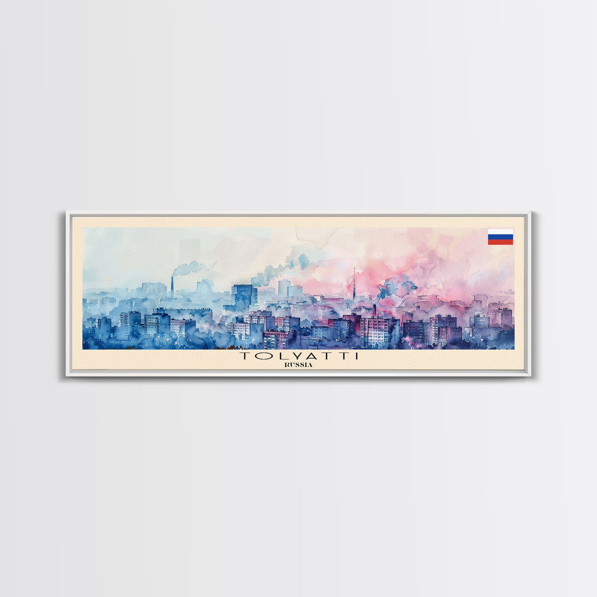Togliatti Russia Panoramic Travel Poster, Framed Canvas Print or Metal Wall Art, Travel Art, Home Decor, Panoramic Painting, Midcentury Art