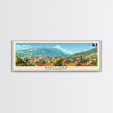 Bijeljina Bosnia Panoramic Travel Poster, Framed Canvas Print or Metal Wall Art, Travel Art, Home Decor, Panoramic Painting, Midcentury Art