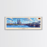 Cologne Germany Panoramic Travel Poster, Framed Canvas Print or Metal Wall Art, Travel Art, Home Decor, Panoramic Painting, Midcentury Art