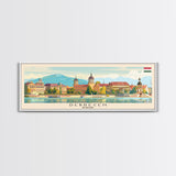Debrecen Hungary Panoramic Travel Poster, Framed Canvas Print or Metal Wall Art, Travel Art, Home Decor, Panoramic Painting, Midcentury Art