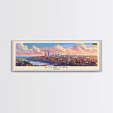 Donetsk Ukraine Panoramic Travel Poster, Framed Canvas Print or Metal Wall Art, Travel Art, Home Decor, Panoramic Painting, Midcentury Art