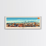 Getafe Spain Panoramic Travel Poster, Framed Canvas Print or Metal Wall Art, Travel Art, Home Decor, Panoramic Painting, Midcentury Art