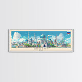Grozny Russia Panoramic Travel Poster, Framed Canvas Print or Metal Wall Art, Travel Art, Home Decor, Panoramic Painting, Midcentury Art