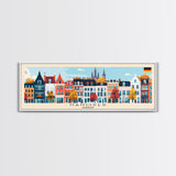 Hanover Germany Panoramic Travel Poster, Framed Canvas Print or Metal Wall Art, Travel Art, Home Decor, Panoramic Painting, Midcentury Art