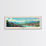 Kutaisi Georgia Panoramic Travel Poster, Framed Canvas Print or Metal Wall Art, Travel Art, Home Decor, Panoramic Painting, Midcentury Art