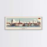 Leipzig Germany Panoramic Travel Poster, Framed Canvas Print or Metal Wall Art, Travel Art, Home Decor, Panoramic Painting, Midcentury Art
