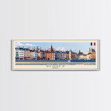 Rennes France Panoramic Travel Poster, Framed Canvas Print or Metal Wall Art, Travel Art, Home Decor, Panoramic Painting, Midcentury Art