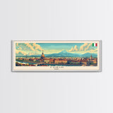 Turin Italy Panoramic Travel Poster, Framed Canvas Print or Metal Wall Art, Travel Art, Home Decor, Panoramic Painting, Midcentury Art
