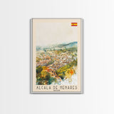 Alcalį de Henares Spain Aerial View Travel Poster Art, Framed Canvas Print, Stunning Wall Art for Living Room and Bedroom Decor