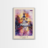 Engels, Russia Captivating Framed Canvas Print. Architectural Wall Art for Living Room or Bedroom Decor, Travel Poster.