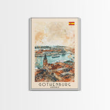Gothenburg Sweden Harbor View Art, Framed Canvas Print, Living Room Wall Art, Travel Poster, Home Decoration